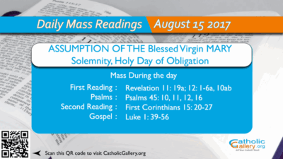 Daily Mass Readings – 15 August 2017 – Tuesday – Day