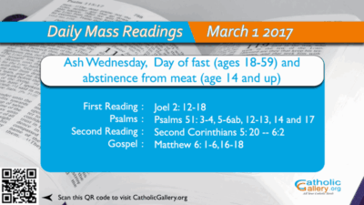 Daily Mass Readings – 1 March 2017 – Wednesday