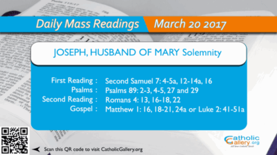 Daily Mass Readings – 20 March 2017 – Monday