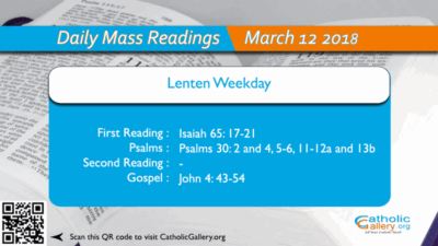 Daily Mass Readings – 12 March 2018 – Monday