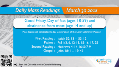 Daily Mass Readings – 30 March 2018 – Friday