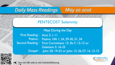Daily Mass Readings – 20 May 2018 – Sunday – Day Mass