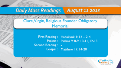 Daily Mass Readings – 11 August 2018 – Saturday