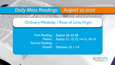 Daily Mass Readings – 23 August 2018 – Thursday