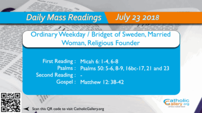 Daily Mass Readings – 23 July 2018 – Monday