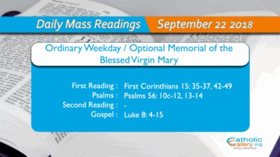 Daily Mass Readings – 22 September 2018 – Saturday
