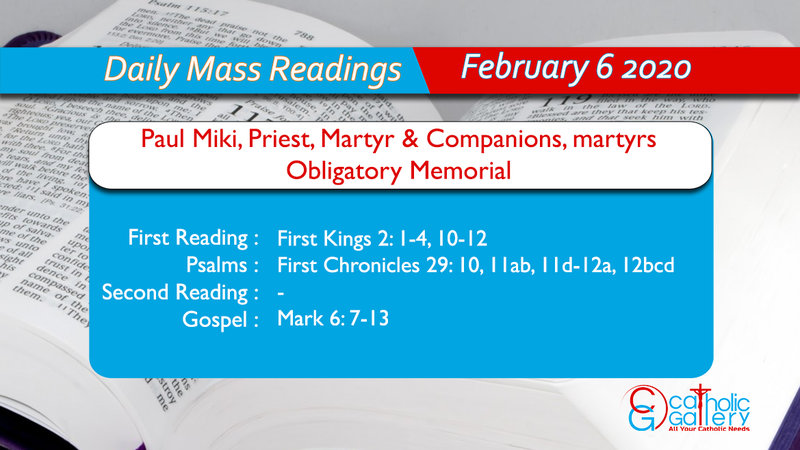 Daily Mass Readings - 6 February 2020 - Thursday
