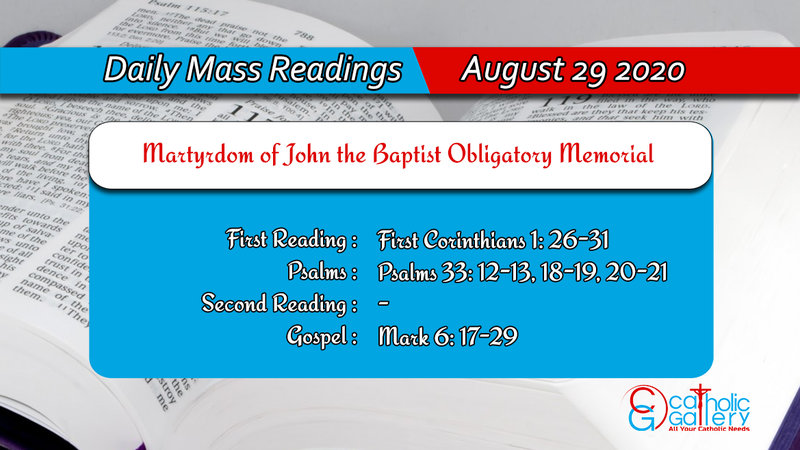 Catholic Daily Mass Readings Saturday 29 August 2020