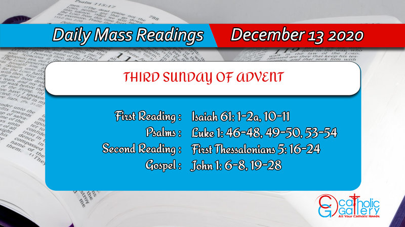 Sunday Catholic Online Daily Mass Readings 13th December 2020