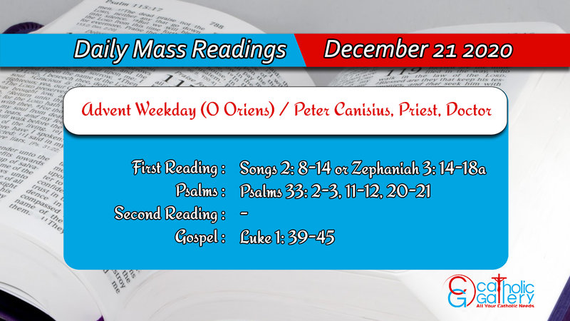 Catholic Online Daily Mass Readings 21st December 2020