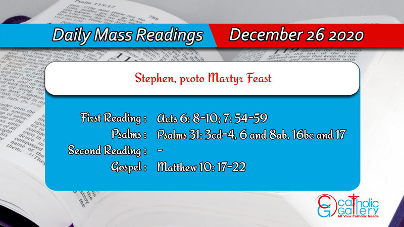 Catholic Online Daily Mass Readings 26th December 2020