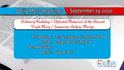 Daily Mass Readings for Saturday, 19 September 2020