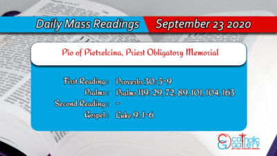 Daily Mass Readings for Wednesday, 23 September 2020