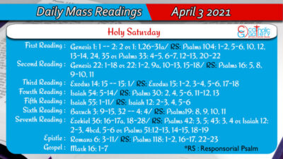 Daily Mass Readings for Saturday, 3 April 2021