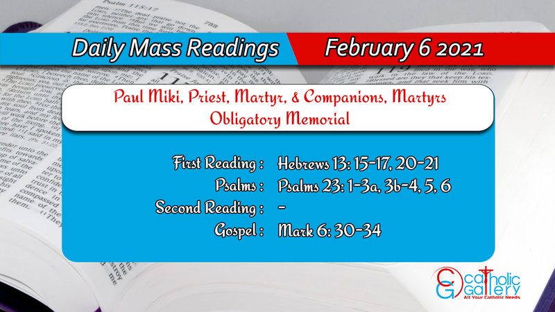 Catholic Daily Mass Readings 6th February 2021 Today Online