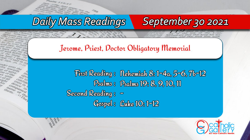 Catholic Daily Mass Readings for Thursday 30 September 2021
