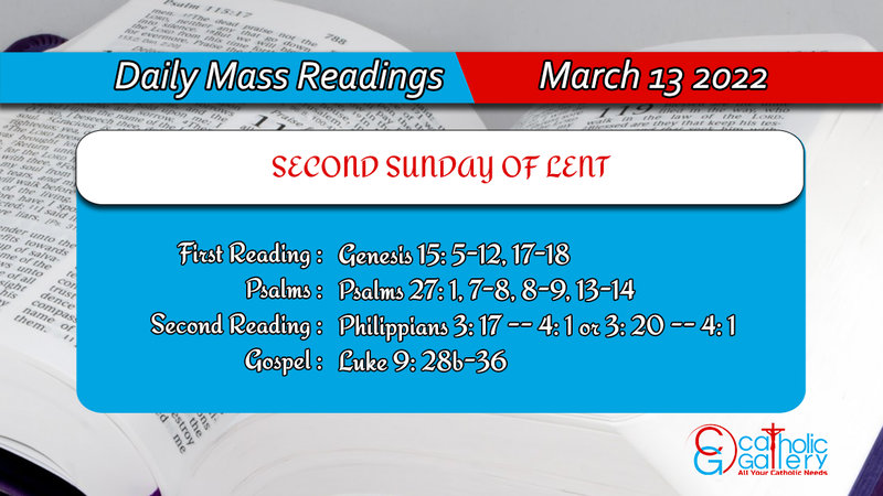 Sunday Daily Mass Readings 13 March 2022 | Catholic Mass