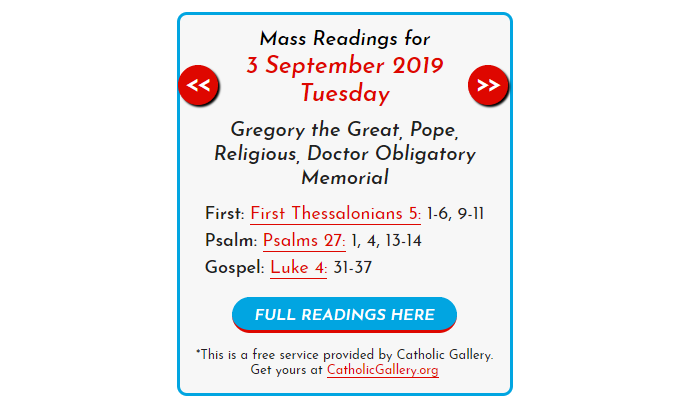 Free Mass Readings Widget for your website/blog