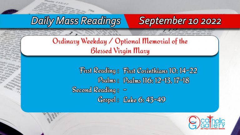 Daily Mass Readings for Saturday, 10 September 2022