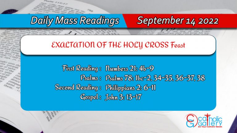 Daily Mass Readings for Wednesday, 14 September 2022