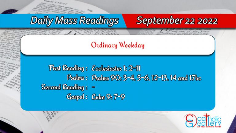 Daily Mass Readings for Thursday, 22 September 2022