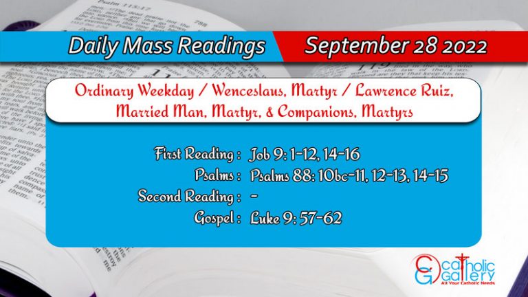 Daily Mass Readings for Wednesday, 28 September 2022