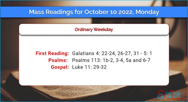 Daily Mass Readings for Monday, 10 October 2022