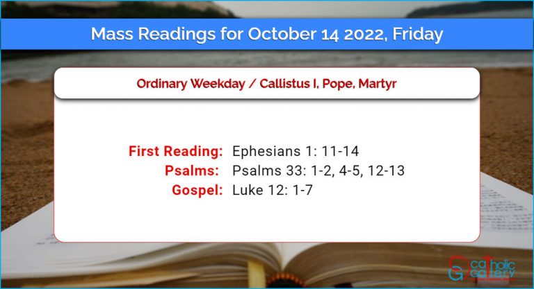 Daily Mass Readings for Friday, 14 October 2022