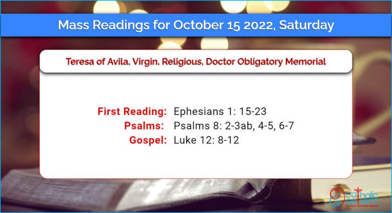 Daily Mass Readings for Saturday, 15 October 2022