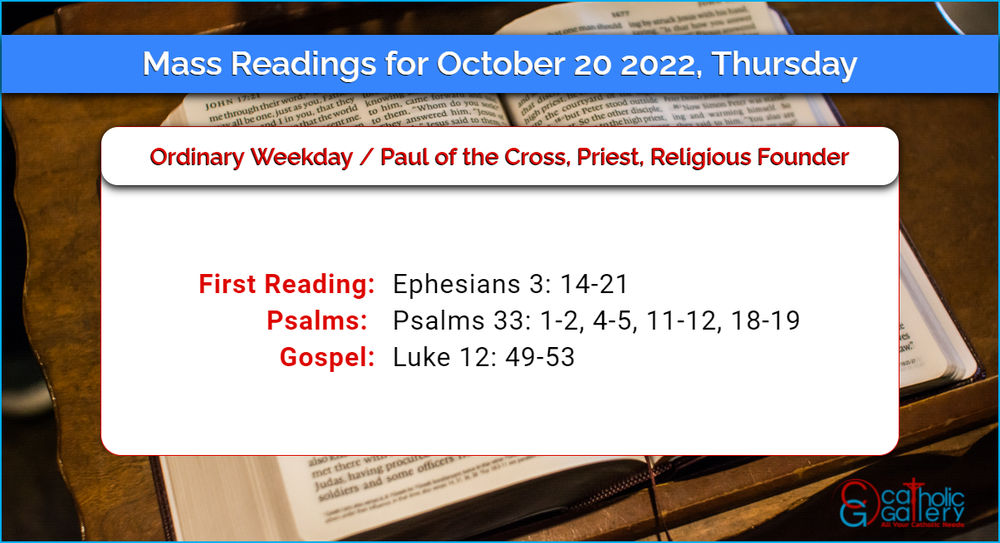 Daily Mass Readings 20th October 2022, Thursday