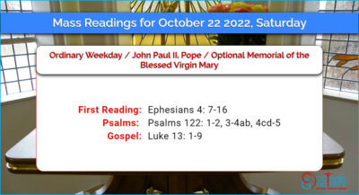 Daily Mass Readings for Saturday, 22 October 2022