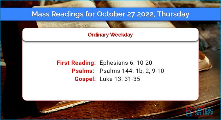 Daily Mass Readings for Thursday, 27 October 2022