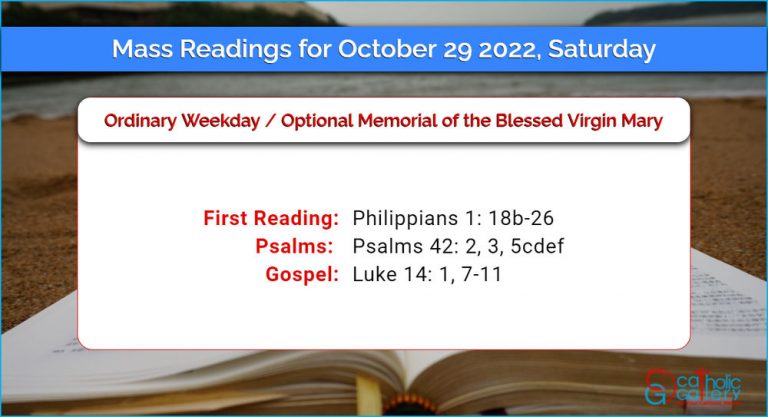 Daily Mass Readings for Saturday, 29 October 2022