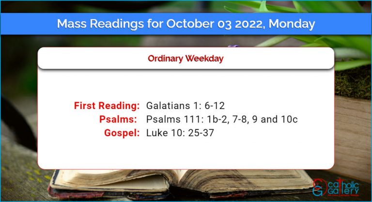 Daily Mass Readings for Monday, 3 October 2022