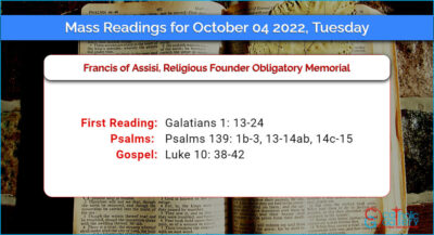 Daily Mass Readings for Tuesday, 4 October 2022