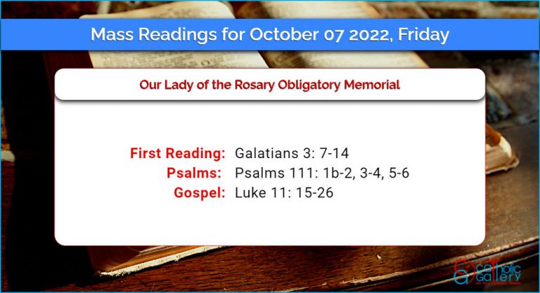Daily Mass Readings for Friday, 7 October 2022