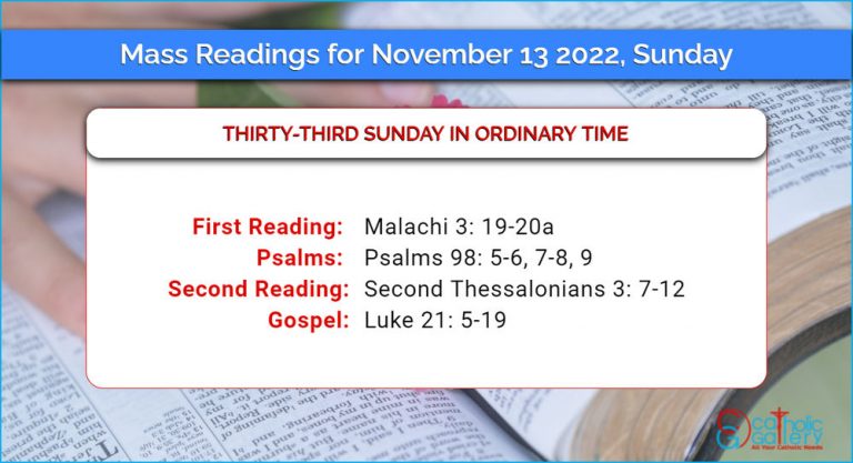 Daily Mass Readings for Sunday, 13 November 2022