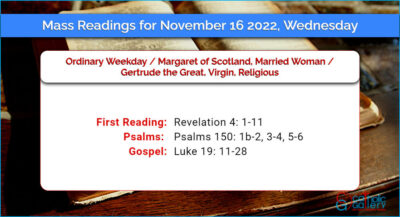 Daily Mass Readings for Wednesday, 16 November 2022