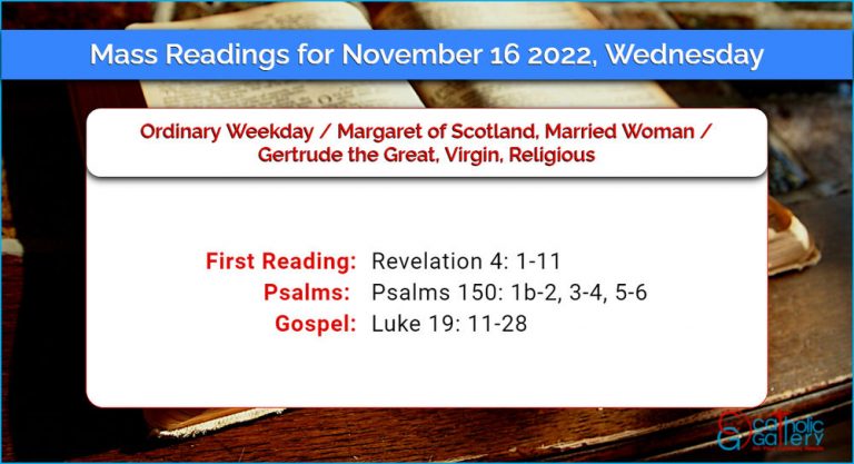 Daily Mass Readings for Wednesday, 16 November 2022