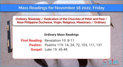 Daily Mass Readings for Friday, 18 November 2022 – Ordinary