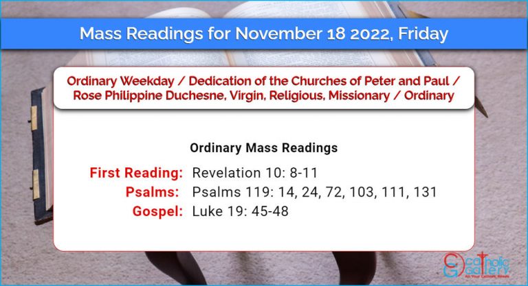Daily Mass Readings for Friday, 18 November 2022 – Ordinary