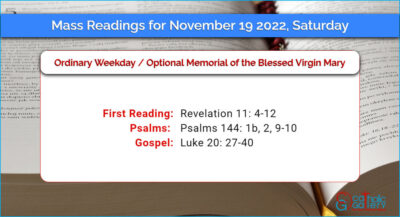 Daily Mass Readings for Saturday, 19 November 2022