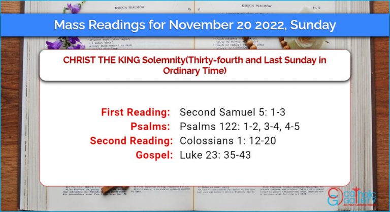 Daily Mass Readings for Sunday, 20 November 2022