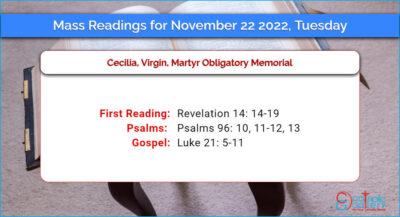 Daily Mass Readings for Tuesday, 22 November 2022