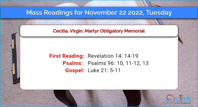 Daily Mass Readings for Tuesday, 22 November 2022