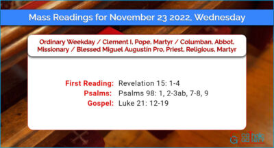 Daily Mass Readings for Wednesday, 23 November 2022