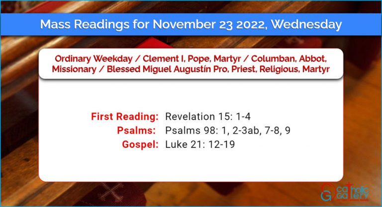 Daily Mass Readings for Wednesday, 23 November 2022