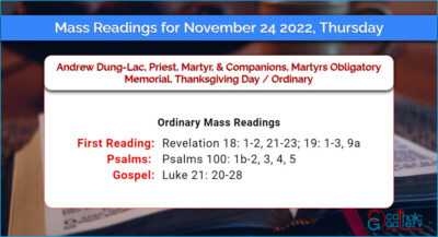 Daily Mass Readings for Thursday, 24 November 2022 – Ordinary