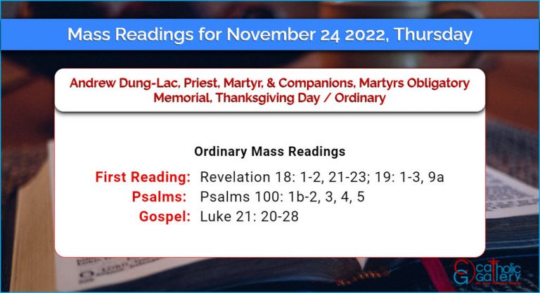 Daily Mass Readings for Thursday, 24 November 2022 – Ordinary