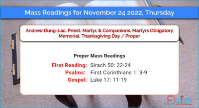 Daily Mass Readings for Thursday, 24 November 2022 – Proper